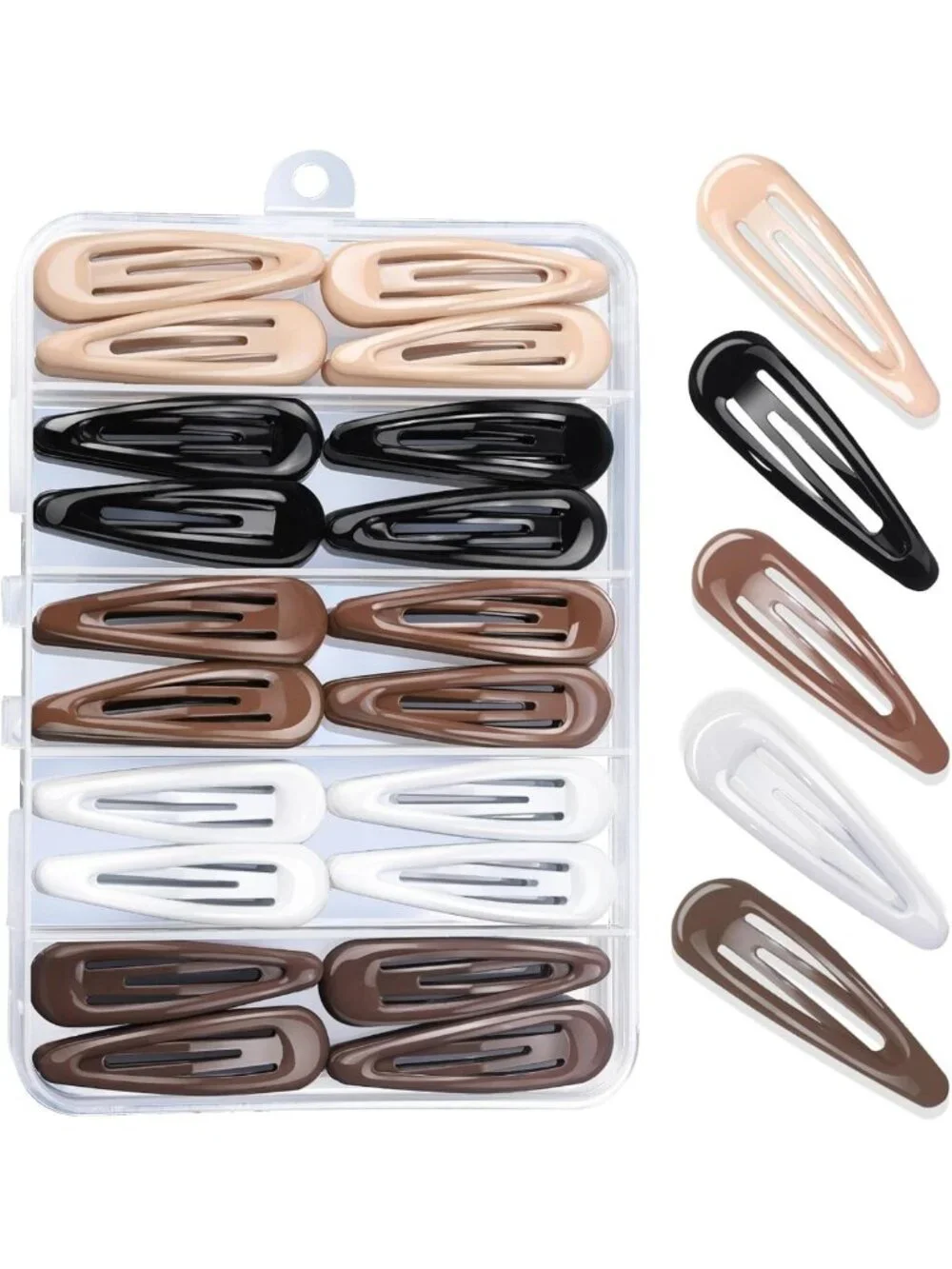 50Pcs Mixed Color Snap Hair Clips for Women - 2 Inch Metal Barrettes, 5 Colors